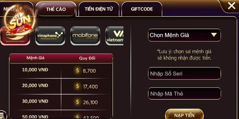 Nạp Tiền Sunwin - Hướng Dẫn Các Giao Dịch Siêu Tốc 3 Sunwin Quy trình nạp tiền Sunwin qua các phương thức phổ biến